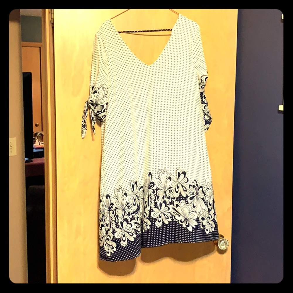 Navy and white dress